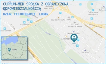 DZIAŁ FIZJOTERAPII - CUPRUM-MED SPÓŁKA Z OGRANICZONĄ ODPOWIEDZIALNOŚCIĄ - UL. MARII SKŁODOWSKIEJ-CURIE 70,  LUBIN
