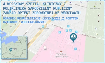OŚRODEK REHABILITACJI LECZNICZEJ Z POBYTEM DZIENNYM - 4 WOJSKOWY SZPITAL KLINICZNY Z POLIKLINIKĄ SAMODZIELNY PUBLICZNY ZAKŁAD OPIEKI ZDROWOTNEJ WE WROCŁAWIU - UL. RUDOLFA WEIGLA 5,  WROCŁAW-KRZYKI