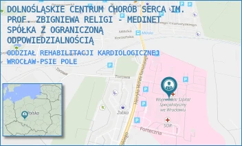 ODDZIAŁ REHABILITACJI KARDIOLOGICZNEJ - DOLNOŚLĄSKIE CENTRUM CHORÓB SERCA IM. PROF. ZBIGNIEWA RELIGI - MEDINET SPÓŁKA Z OGRANICZONĄ ODPOWIEDZIALNOŚCIĄ - UL. HENRYKA MICHAŁA KAMIEŃSKIEGO 73A,  WROCŁAW