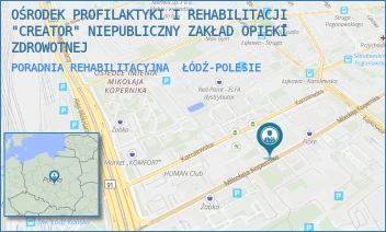 PORADNIA REHABILITACYJNA - OŚRODEK PROFILAKTYKI I REHABILITACJI "CREATOR" NIEPUBLICZNY ZAKŁAD OPIEKI ZDROWOTNEJ - UL. MIKOŁAJA KOPERNIKA 55A,  ŁÓDŹ-POLESIE