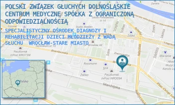 SPECJALISTYCZNY OŚRODEK DIAGNOZY I REHABILITACJI DZIECI MŁODZIEŻY Z WADĄ SŁUCHU - POLSKI ZWIĄZEK GŁUCHYCH DOLNOŚLĄSKIE CENTRUM MEDYCZNE SPÓŁKA Z OGRANICZONĄ ODPOWIEDZIALNOŚCIĄ - UL. BRANIBORSKA 2/10,  WROCŁAW-STARE MIASTO