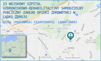DZIAŁ (PRACOWNIA) FIZJOTERAPII - 23 WOJSKOWY SZPITAL UZDROWISKOWO-REHABILITACYJNY SAMODZIELNY PUBLICZNY ZAKŁAD OPIEKI ZDROWOTNEJ W LĄDKU ZDROJU - UL. ORLA 4,  LĄDEK-ZDRÓJ