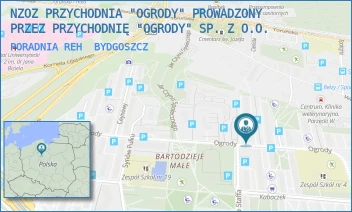 PORADNIA REH - NZOZ PRZYCHODNIA "OGRODY" PROWADZONY PRZEZ PRZYCHODNIĘ "OGRODY" SP. Z O.O. - OGRODY 21,  BYDGOSZCZ