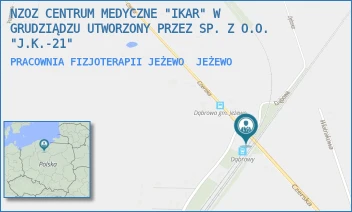 PRACOWNIA FIZJOTERAPII JEŻEWO - NZOZ CENTRUM MEDYCZNE "IKAR" W GRUDZIĄDZU UTWORZONY PRZEZ SP. Z O.O. "J.K.-21" - CZERSKA 4,  JEŻEWO