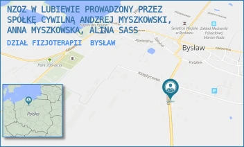 DZIAŁ FIZJOTERAPII - NZOZ W LUBIEWIE PROWADZONY PRZEZ SPÓŁKĘ CYWILNĄ ANDZREJ MYSZKOWSKI, ANNA MYSZKOWSKA, ALINA SASS - SŁONECZNA 3,  BYSŁAW