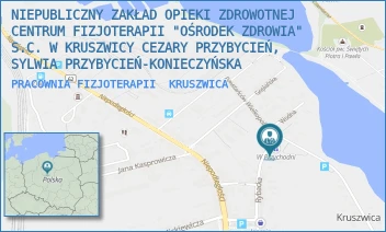 PRACOWNIA FIZJOTERAPII - NIEPUBLICZNY ZAKŁAD OPIEKI ZDROWOTNEJ CENTRUM FIZJOTERAPII "OŚRODEK ZDROWIA" S.C. W KRUSZWICY CEZARY PRZYBYCIEŃ, SYLWIA PRZYBYCIEŃ-KONIECZYŃSKA - RYBACKA 20,  KRUSZWICA
