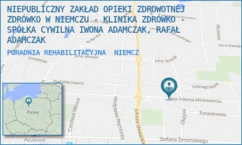 PORADNIA REHABILITACYJNA - NIEPUBLICZNY ZAKŁAD OPIEKI ZDROWOTNEJ ZDRÓWKO W NIEMCZU - KLINIKA ZDRÓWKO - SPÓŁKA CYWILNA IWONA ADAMCZAK, RAFAŁ ADAMCZAK - AL. ADAMA MICKIEWICZA 23,  NIEMCZ