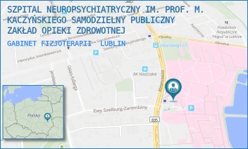 GABINET FIZJOTERAPII - SZPITAL NEUROPSYCHIATRYCZNY IM. PROF. M. KACZYŃSKIEGO SAMODZIELNY PUBLICZNY ZAKŁAD OPIEKI ZDROWOTNEJ - ABRAMOWICKA 2,  LUBLIN