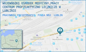 PRACOWNIA FIZJOTERAPII  FILIA NR2 - WOJEWÓDZKI OŚRODEK MEDYCYNY PRACY CENTRUM PROFILAKTYCZNO LECZNICZE W LUBLINIE - NOWY ŚWIAT 38,  LUBLIN