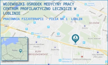 PRACOWNIA FIZJOTERAPII - FILIA NR 1 - WOJEWÓDZKI OŚRODEK MEDYCYNY PRACY CENTRUM PROFILAKTYCZNO LECZNICZE W LUBLINIE - NAŁĘCZOWSKA 27,  LUBLIN