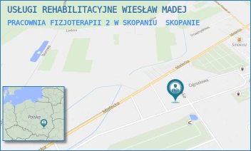 PRACOWNIA FIZJOTERAPII 2 W SKOPANIU - USŁUGI REHABILITACYJNE WIESŁAW MADEJ - UL. PIASTOWSKA 10,  SKOPANIE