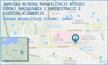 OŚRODEK REHABILITACJI DZIENNEJ - ZAMOJSKA KLINIKA REHABILITACJI WYŻSZEJ SZKOŁY ZARZĄDZANIA I ADMINISTRACJI Z SIEDZIBĄ W ZAMOŚCIU - PEOWIAKÓW 1,  ZAMOŚĆ