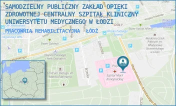 PRACOWNIA REHABILITACYJNA - SAMODZIELNY PUBLICZNY ZAKŁAD OPIEKI ZDROWOTNEJ CENTRALNY SZPITAL KLINICZNY UNIWERSYTETU MEDYCZNEGO W ŁODZI - UL. SPORNA 36/50,  ŁÓDŹ