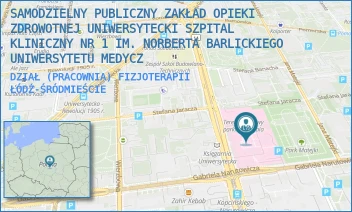 DZIAŁ (PRACOWNIA) FIZJOTERAPII - SAMODZIELNY PUBLICZNY ZAKŁAD OPIEKI ZDROWOTNEJ UNIWERSYTECKI SZPITAL KLINICZNY NR 1 IM. NORBERTA BARLICKIEGO UNIWERSYTETU MEDYCZ - UL. DR. STEFANA KOPCIŃSKIEGO 22,  ŁÓDŹ-ŚRÓDMIEŚCIE