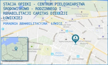 PORADNIA REHABILITACYJNA - STACJA OPIEKI - CENTRUM PIELĘGNIARSTWA ŚRODOWISKOWO - RODZINNEGO I REHABILITACJI CARITAS DIECEZJI ŁOWICKIEJ - UL. DŁUGA 3,  ŁOWICZ