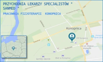 PRACOWNIA FIZJOTERAPII - PRZYCHODNIA LEKARZY SPECJALISTÓW " SANMED " - UL. PARKOWA 2,  KONOPNICA