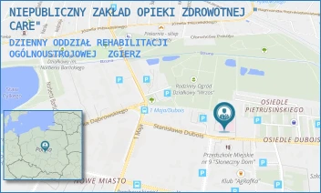 DZIENNY ODDZIAŁ REHABILITACJI OGÓLNOUSTROJOWEJ - NIEPUBLICZNY ZAKŁAD OPIEKI ZDROWOTNEJ " CARE" - UL. STANISŁAWA DUBOIS 17,  ZGIERZ
