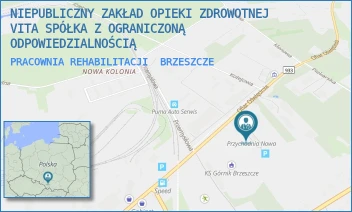 PRACOWNIA REHABILITACJI - NIEPUBLICZNY ZAKŁAD OPIEKI ZDROWOTNEJ "VITA" SPÓŁKA ZOGRANICZONĄ ODPOWIEDZIALNOŚCIĄ - UL. OFIAR OŚWIĘCIMIA 72,  BRZESZCZE
