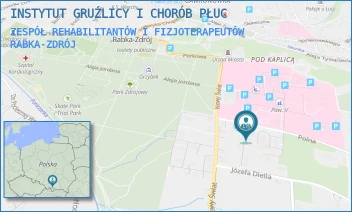 ZESPÓŁ REHABILITANTÓW I FIZJOTERAPEUTÓW - INSTYTUT GRUŹLICY I CHORÓB PŁUC - UL. PROF. RUDNIKA 3B,  RABKA-ZDRÓJ
