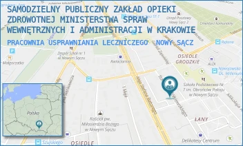 PRACOWNIA USPRAWNIANIA LECZNICZEGO - SAMODZIELNY PUBLICZNY ZAKŁAD OPIEKI ZDROWOTNEJ MINISTERSTWA SPRAW WEWNĘTRZNYCH I ADMINISTRACJI W KRAKOWIE - ŻÓŁKIEWSKIEGO 11,  NOWY SĄCZ