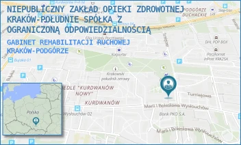 GABINET REHABILITACJI RUCHOWEJ - NIEPUBLICZNY ZAKŁAD OPIEKI ZDROWOTNEJ KRAKÓW-POŁUDNIE SPÓŁKA Z OGRANICZONĄ ODPOWIEDZIALNOŚCIĄ - UL. MARII I BOLESŁAWA WYSŁOUCHÓW 43,  KRAKÓW-PODGÓRZE