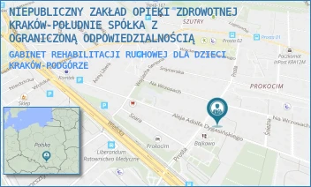 GABINET REHABILITACJI RUCHOWEJ DLA DZIECI - NIEPUBLICZNY ZAKŁAD OPIEKI ZDROWOTNEJ KRAKÓW-POŁUDNIE SPÓŁKA Z OGRANICZONĄ ODPOWIEDZIALNOŚCIĄ - AL. ADOLFA DYGASIŃSKIEGO 25,  KRAKÓW-PODGÓRZE