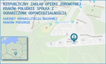 GABINET REHABILITACJI RUCHOWEJ - NIEPUBLICZNY ZAKŁAD OPIEKI ZDROWOTNEJ KRAKÓW-POŁUDNIE SPÓŁKA Z OGRANICZONĄ ODPOWIEDZIALNOŚCIĄ - UL. ANNY SZWED-ŚNIADOWSKIEJ 42/LU 3,  KRAKÓW-PODGÓRZE