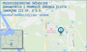 ODDZIAŁ REHABILITACYJNY - PRZEDSIĘBIORSTWO ŚWIADCZEŃ ZDROWOTNYCH I PROMOCJI ZDROWIA ELVITA - JAWORZNO III SP. Z O.O. - UL. ZDROJOWA 5,  USTROŃ