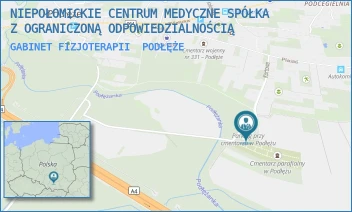 GABINET FIZJOTERAPII - NIEPOŁOMICKIE CENTRUM MEDYCZNE SPÓŁKA Z OGRANICZONĄ ODPOWIEDZIALNOŚCIĄ - UL. KORTOWA 467,  PODŁĘŻE