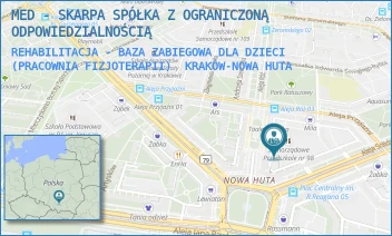 REHABILITACJA - BAZA ZABIEGOWA DLA DZIECI (PRACOWNIA FIZJOTERAPII) - MED - SKARPA SPÓŁKA Z OGRANICZONĄ ODPOWIEDZIALNOŚCIĄ - UL. OS. CENTRUM B 11,  KRAKÓW-NOWA HUTA