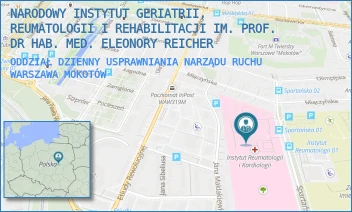 ODDZIAŁ DZIENNY USPRAWNIANIA NARZĄDU RUCHU - NARODOWY INSTYTUT GERIATRII, REUMATOLOGII I REHABILITACJI IM. PROF. DR HAB. MED. ELEONORY REICHER - SPARTAŃSKA 1,  WARSZAWA MOKOTÓW