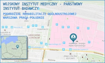 PODODDZIAŁ REHABILITACJI OGÓLNOUSTROJOWEJ - WOJSKOWY INSTYTUT MEDYCZNY - PAŃSTWOWY INSTYTUT BADAWCZY - SZASERÓW 128,  WARSZAWA PRAGA-POŁUDNIE
