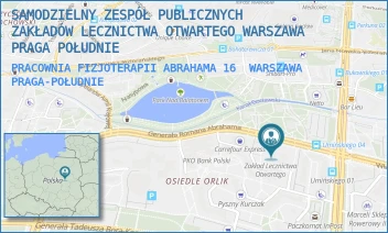 PRACOWNIA FIZJOTERAPII ABRAHAMA 16 - SAMODZIELNY ZESPÓŁ PUBLICZNYCH ZAKŁADÓW LECZNICTWA OTWARTEGO WARSZAWA PRAGA POŁUDNIE - ABRAHAMA 16,  WARSZAWA PRAGA-POŁUDNIE
