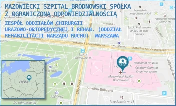 ZESPÓŁ ODDZIAŁÓW CHIRURGII URAZOWO-ORTOPEDYCZNEJ I REHAB. (ODDZIAŁ REHABILITACJI NARZĄDU RUCHU) - MAZOWIECKI SZPITAL BRÓDNOWSKI SPÓŁKA Z OGRANICZONĄ ODPOWIEDZIALNOŚCIĄ - KONDRATOWICZA 8,  WARSZAWA