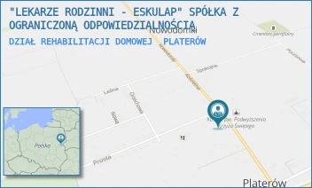 DZIAŁ REHABILITACJI DOMOWEJ - "LEKARZE RODZINNI - ESKULAP" SPÓŁKA Z OGRANICZONĄ ODPOWIEDZIALNOŚCIĄ - KOŚCIELNA 17,  PLATERÓW