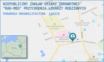 PORADNIA REHABILITACYJNA - NIEPUBLICZNY ZAKŁAD OPIEKI ZDROWOTNEJ "RAD-MED" PRZYCHODNIA LEKARZY RODZINNYCH - SIEDLECKA 20A,  ŁOSICE
