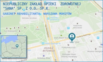 GABINET REHABILITANTA - NIEPUBLICZNY ZAKŁAD OPIEKI  ZDROWOTNEJ "SANA" SP. Z O.O. SP.K - STEFANA BATOREGO 31 A,  WARSZAWA MOKOTÓW