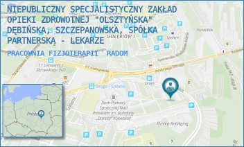 PRACOWNIA FIZJOTERAPII - NIEPUBLICZNY SPECJALISTYCZNY ZAKŁAD OPIEKI ZDROWOTNEJ "OLSZTYŃSKA" DĘBIŃSKA, SZCZEPANOWSKA, SPÓŁKA PARTNERSKA - LEKARZE - OLSZTYŃSKA 33A,  RADOM