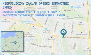 OŚRODEK REHABILITACJI SŁUCHU I MOWY Z GABINETEM INTEGRACJI SENSORYCZNEJ - NIEPUBLICZNY ZAKŁAD OPIEKI ZDROWOTNEJ EPMED - WARYŃSKIEGO 9A/8,  RADOM