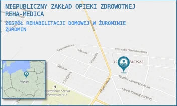 ZESPÓŁ REHABILITACJI DOMOWEJ W ŻUROMINIE - NIEPUBLICZNY ZAKŁAD OPIEKI ZDROWOTNEJ REHA-MEDICA - JANA DŁUGOSZA 1,  ŻUROMIN