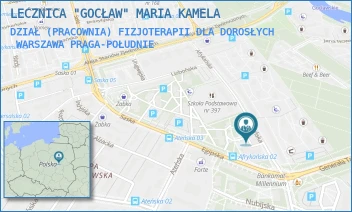 DZIAŁ (PRACOWNIA) FIZJOTERAPII DLA DOROSŁYCH - LECZNICA "GOCŁAW" MARIA KAMELA - AFRYKAŃSKA 7A,  WARSZAWA PRAGA-POŁUDNIE