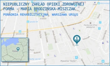 PORADNIA REHABILITACYJNA - NIEPUBLICZNY ZAKŁAD OPIEKI ZDROWOTNEJ FORMA - MARIA BRODZIŃSKA-MISZCZAK - KOLOROWA 19/150,  WARSZAWA URSUS