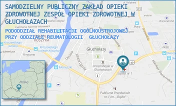 PODODDZIAŁ REHABILITACJI OGÓLNOUSTROJOWEJ PRZY ODDZIALE REUMATOLOGII - SAMODZIELNY PUBLICZNY ZAKŁAD OPIEKI ZDROWOTNEJ ZESPÓŁ OPIEKI ZDROWOTNEJ W GŁUCHOŁAZACH - UL. CURIE-SKŁODOWSKIEJ 16,  GŁUCHOŁAZY