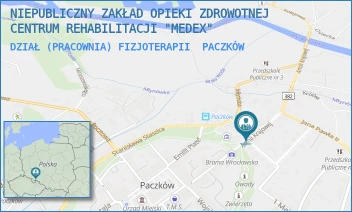 DZIAŁ (PRACOWNIA) FIZJOTERAPII - NIEPUBLICZNY ZAKŁAD OPIEKI ZDROWOTNEJ CENTRUM REHABILITACJI "MEDEX" - UL. ARMII KRAJOWEJ 2/1,  PACZKÓW