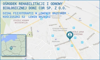 DZIAŁ FIZJOTERAPII W LEWINIE BRZESKIM - KOŚCIUSZKI 52 - OŚRODEK REHABILITACJI I ODNOWY BIOLOGICZNEJ DONI COR SP. Z O.O - UL. KOŚCIUSZKI 52,  LEWIN BRZESKI