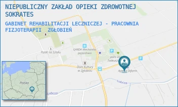 GABINET REHABILITACJI LECZNICZEJ - PRACOWNIA FIZJOTERAPII - NIEPUBLICZNY ZAKŁAD OPIEKI ZDROWOTNEJ SOKRATES - ZGŁOBIEŃ 67A,  ZGŁOBIEŃ