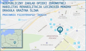 PRACOWNIA FIZJOTERAPII - NIEPUBLICZNY ZAKŁAD OPIEKI ZDROWOTNEJ HABILITAS REHABILITACJA LECZNICZA MONIKA DRAGUŁA GRAŻYNA ŚLIWA - UL. PARKOWA 10,  DĘBICA