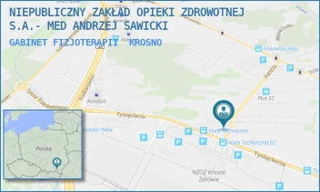 GABINET FIZJOTERAPII - NIEPUBLICZNY ZAKŁAD OPIEKI ZDROWOTNEJ S.A.- MED ANDRZEJ SAWICKI - UL. HUTNICZA 20,  KROSNO
