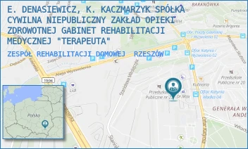 ZESPÓŁ REHABILITACJI DOMOWEJ - E. DENASIEWICZ, K. KACZMARZYK SPÓŁKA CYWILNA NIEPUBLICZNY ZAKŁAD OPIEKI ZDROWOTNEJ GABINET REHABILITACJI MEDYCZNEJ "TERAPEUTA" - UL. OFIAR KATYNIA 15,  RZESZÓW