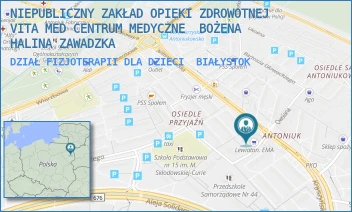 DZIAŁ FIZJOTERAPII DLA DZIECI - NIEPUBLICZNY ZAKŁAD OPIEKI ZDROWOTNEJ  VITA MED CENTRUM MEDYCZNE  BOŻENA HALINA ZAWADZKA - ANTONIUKOWSKA 11,  BIAŁYSTOK